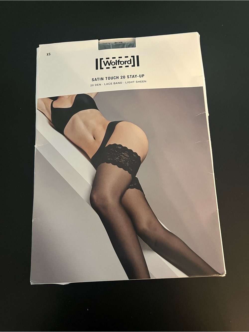 Wolford Satin Touch 20 Stay Up Stockings Black Size XS ((Open Pack)